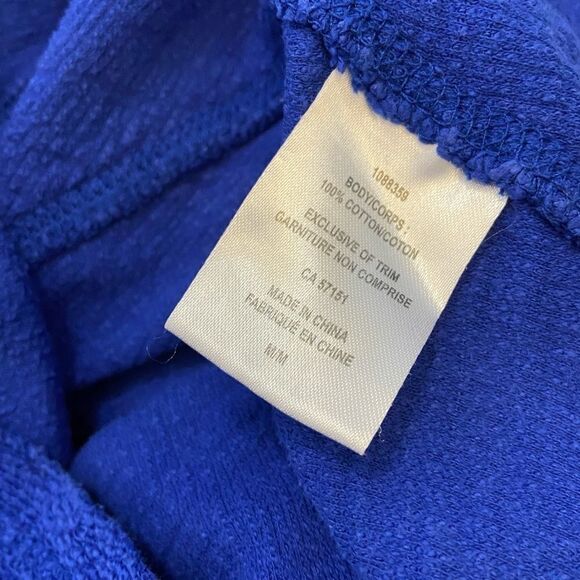 MARC NEW YORK Cobalt Blue Waffle Scoop Neck 3/4 Sleeve Cropped Top M - Picture 4 of 8